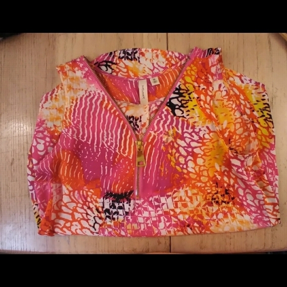 Tacera bright spring top decorative gold zip M - Picture 4 of 10